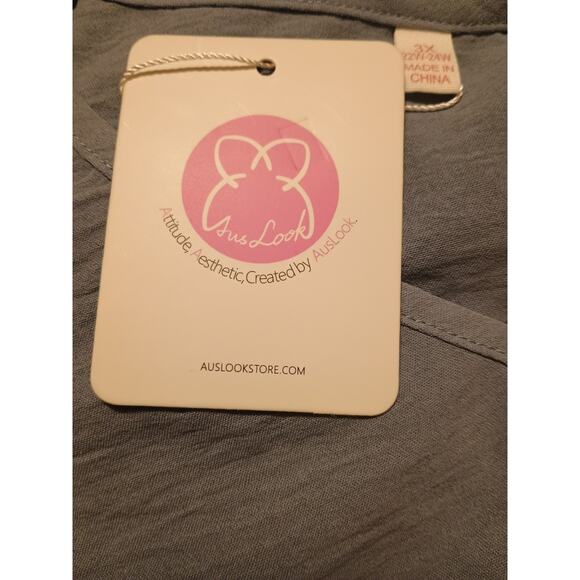 Auslook Women's Plus Blue Babydoll V-neck Crepe Short Sleeve Tunic Top Size 3X - Picture 6 of 10